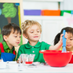 Children Play Cooking at an Early Education Childcare Center