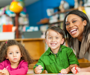 Children Learning with Teacher at an Early Education Childcare Center